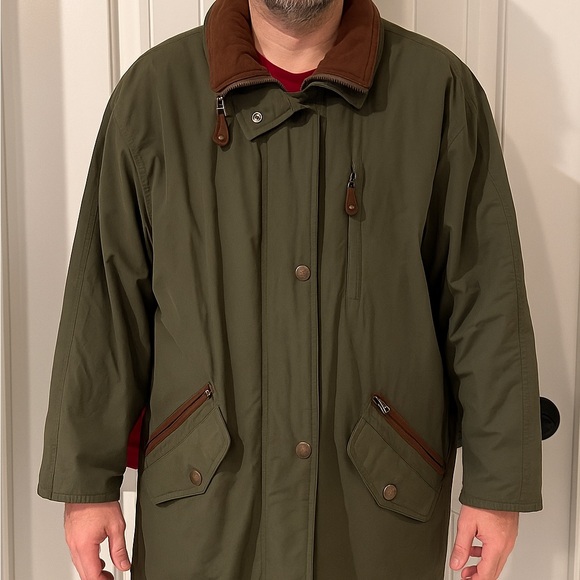 London Fog Olive Green Jacket with Brown Accents - Picture 1 of 3